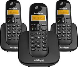 Telefone sem Fio Digital com Dois Ramais Adicionais, intelbras, TS 3113, Preto, Pacote de 3