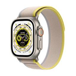 Apple Watch Ultra GPS + Cellular, Smartwatch com caixa de titânio de 49 mm com pulseira Loop Trail amarela/bege – M/G