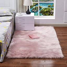 Aibecy Tapetes longos de pelúcia ultra macios e fofos em forma de retângulo Tapete de carpete de lã falsa para sala de estar.