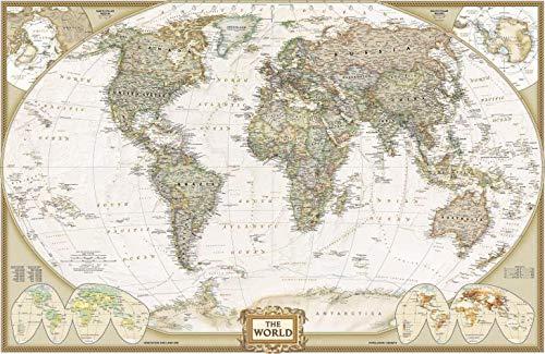 Mapa Mundi Vintage - (2007) - 60x92 - Tela Canvas Para Quadro