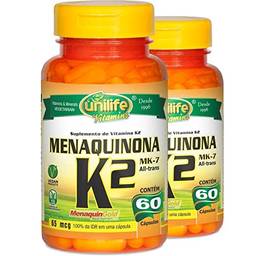Kit 2 Vitamina K2 Menaquinona mk7 60 cápsulas Unilife