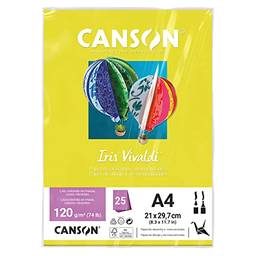 CANSON Iris Vivaldi, Papel Colorido A4 em Pacote de 25 Folhas Soltas, Gramatura 120 g/m², Cor Amarelo Canario (04)