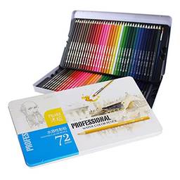 yeacher Conjunto de lápis de cor profissional 72 lápis de cor de água solúvel em água pré-afiado com pincel Caixa de armazenamento protetora para estudantes Crianças Adultos Artistas Desenho Esboço Escrita Obra