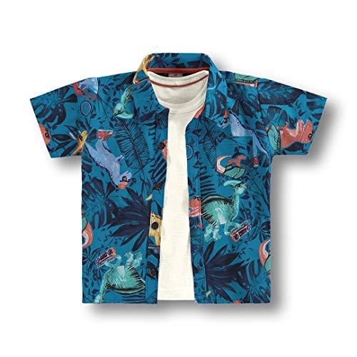 Camisa Dino Jungle Marisol meninos, Azul, GB