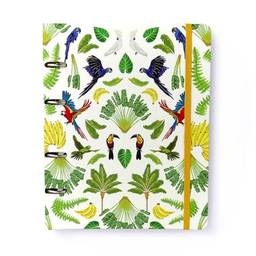 Caderno Criativo Argolado Pássaros Pautado 17X24 Floresta Tropical Branco, Cicero
