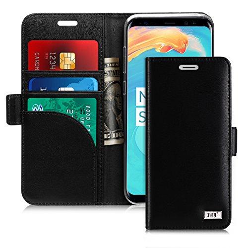 Capa carteira para Samsung Galaxy S8+ Plus 2017, feita à mão, compartimentos para cartão de crédito, suporte fecho magnético, Preto
