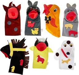 Fantoches Animais Domésticos Feltro 7 Personagens Embalagem Plástico Carlu Brinquedos, Multicor