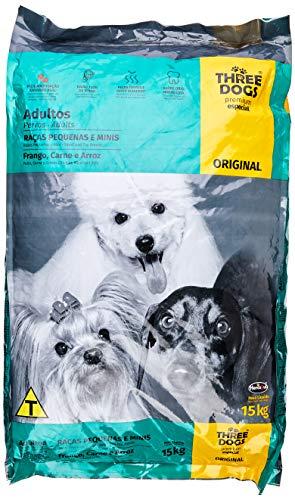 A Ração Three Dogs Original Frango, Carne e Arroz para Cães Adultos Raças Pequenas e Mini Biofresh Para Todas Pequeno Adulto, Sabor Frango 15kg