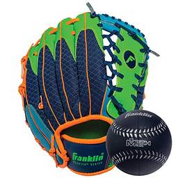 Franklin Sports Luva Teeball – Luva de campo juvenil para canhotos e destros – Série Meshtek – Luva de beisebol de couro sintético