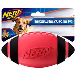 Nerf Dog Brinquedo de cachorro de futebol de borracha com barulho interativo, leve, durável e resistente à água, 7 polegadas de diâmetro para raças médias/grandes, unidade única, vermelho