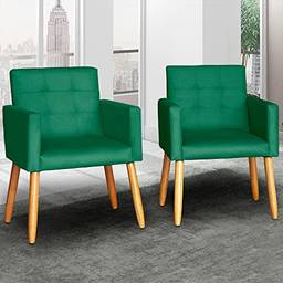 Kit 2 Poltronas Cadeira Decorativa para Sala de estar Cadeiras para Recepção Manicure Escritório Sala De Espera (Verde)