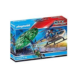 Playmobil - HelicóPtero De Busca PolíCia Com Paraquedas