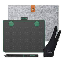 Mesa Digitalizadora Parblo A640 V2 Tablets de Design Gráfico Kit, com função de inclinação de Stylus sensibilidade de pressão de 8192 níveis 6 x 4 polegadas portátil, verde