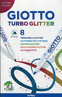 Caneta Hidrocor, Giotto, 425800, Turbo Glitter, 8 Cores