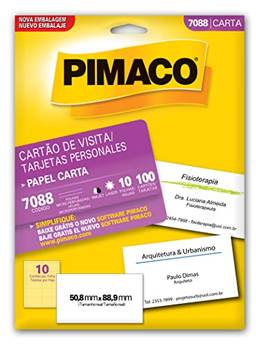 Cartão de Visita Microserrilhado Fosco, BIC, Pimaco, 874900, Branca, 100 Unidades