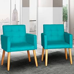 Kit 2 Poltronas Cadeira Decorativa para sala de estar recepção reforçada (Verde)