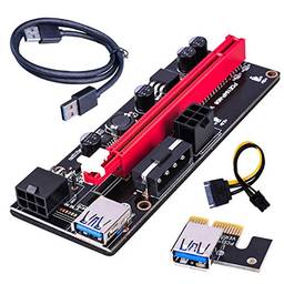 VELIHOME Extensor de PCI-E Riser 009S 16X, 6 pinos, porta USB 3.0, PCI-E, placa de vídeo Riser dedicada, cabo adaptador, cartão para Bitcoin, Litecoin, Ethereum, ETH, para GPU