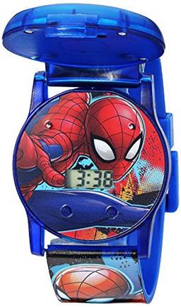 Marvel Relógio de quartzo para meninos com pulseira de plástico, azul, 24 (modelo: SPD4493)