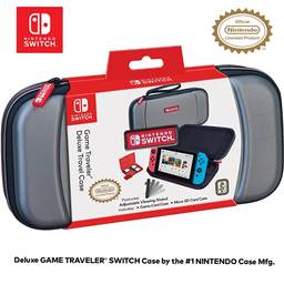 Officially Licensed Nintendo Switch Game Traveler Deluxe Travel Case with Adustable Viewing Stand - Titanium