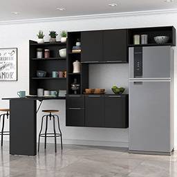 Cozinha Compacta com Mesa Dobrável Mp2008 Sofia Multimóveis Preta