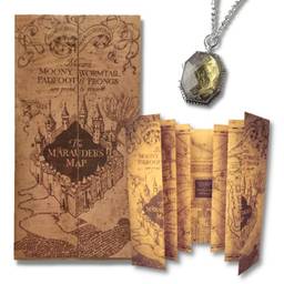 Kit Harry Potter - Mapa do Maroto, Colar Medalhão Horcrux Sonserina