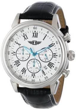 Relógio masculino I By Invicta 90242-002 cronógrafo prata mostrador preto couro, Prata/preto, IBI90242-002
