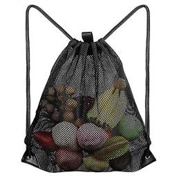 Mibee Saco de malha portátil com cordão mochila de armazenamento de equipamentos esportivos para serviço pesado saco de armazenamento para praia natação academia compras