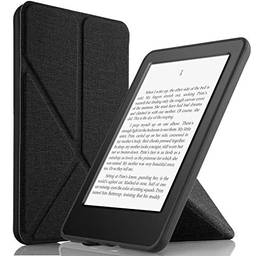 Capa Kindle Paperwhite 10a geração (2019) WB - Ultra Leve, Silicone Flexível e Sensor Magnético - Origami Tecido Preto(Não Compatível com Kindle 10ª geração 2018)