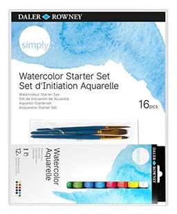 DALER ROWNEY Simply Watercolour, Kit Aquarela para Iniciantes 16 Peças