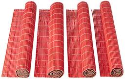 Mimo Style Jogo Americano de Bambu Vermelho com 4 Unidades 45x30 para Mesa, Cozinha e Sala de Jantar - Moderno Sofisticado Sustentável e Ecológico - Com Resistência Térmica e Evita Manchas