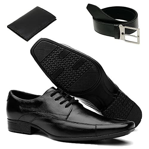 Sapato Social Masculino em Couro com Cadarço Preto (40)