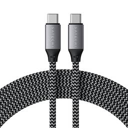 Satechi Cabo de carregamento USB-C para USB-C 100W para dispositivos USB tipo C - 6,5 pés (2 metros) - Compatível com MacBook Pro 2020/2019, 2020/2018 iPad Pro, 2020/2018 MacBook Air