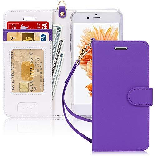 Capa FYY para iPhone 8 / iPhone 7 / iPhone SE (2nd) 2020 4,7 polegadas, [Recurso de suporte] Capa carteira de couro PU luxuosa com [Compartimentos para cartão][Alça de pulso] para iPhone 8/7/SE (2nd) 2020 (4,7") Roxo