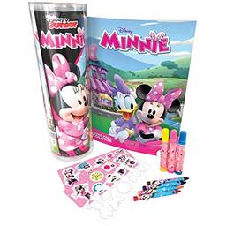 DCL Livro Infantil Colorir Minnie Tubo C/Adesivo/Giz/Canetinha , Multicores
