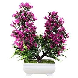 Heave Pinheiro bonsai artificial, planta falsa em vaso em plantas artificiais para decoração de casa, escritório, sala de estar, lótus vermelho