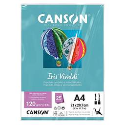 CANSON Iris Vivaldi, Papel Colorido A4 em Pacote de 25 Folhas Soltas, Gramatura 120 g/m², Cor Azul Turquesa (25)