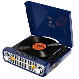 Toca-discos vinil Bronco LP ION com rádio, USB, entrada auxiliar e conversão digital 110V - Azul