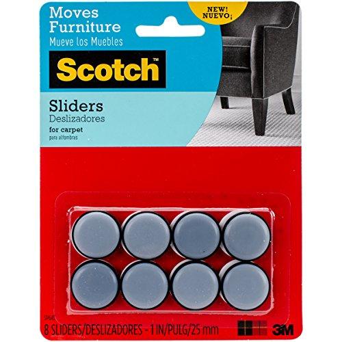 Sliders autoadesivos Scotch, cinza/preto, 2,54 cm de diâmetro, 8 sliders/pacote (SP643-NA)