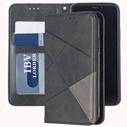 Capa carteira XYX para Samsung Galaxy S10, [recurso de suporte] [compartimentos para cartões] Capa protetora de couro sintético magnético oculto com estampa de losango (preto)