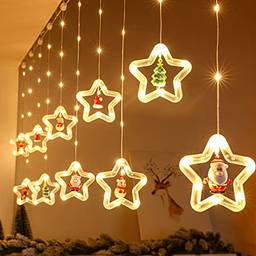 NEARAY Luzes de corda de estrelas, 3m luzes de anel de decoração de Natal, cordão de luzes LED de controle remoto, ornamento de estrela alimentado por USB, decoração de festa para casa quarto (A)