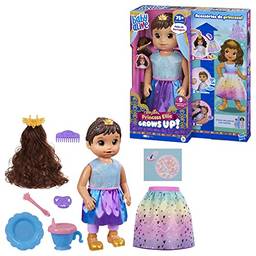 Boneca Baby Alive Princess Ellie Grows Up! Cabelos Castanhos, Bebê 45 cm que Cresce e Fala - F5237 - Hasbro, Roxo, rosa e azul