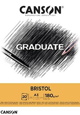 CANSON Graduate Bristol, Papel para Desenho Acetinado em Bloco, Tamanho A3