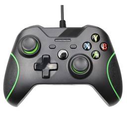 Controlador Com Fio SZAMBIT USB Para PC Games Controller Para Wins 7 8 10 Microsoft Xbox One Joysticks Gamepad Com Dupla Vibração (Black+Green)