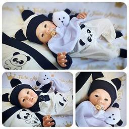 Boneca Bebe Reborn Pandinha Roupa Panda Enxoval Barata Promocao Fada Madrinha