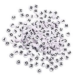 NUOBESTY Miçangas redondas de acrílico com letras do alfabeto para pulseiras faça-você-mesmo, colares, joias, artesanato, 600 peças