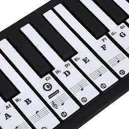 Alomejor Adesivo de piano 61/88, teclado, nota musical, adesivo removível para Biginners Piano Note Label (Preto)