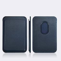 TwiHill Carteira de couro com MagSafe compatível com iPhone 12/iPhone 12 Mini/iPhone 12 Pro/iPhone 12 Pro Max Magnetic, porta-cartão RFID, máximo 2 cartões, (Azul)