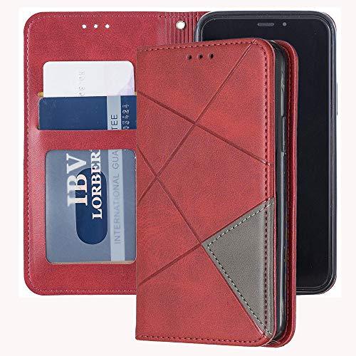 Capa carteira XYX para Samsung Galaxy S10, [recurso de suporte][compartimentos para cartões] Capa protetora de couro sintético magnético oculto (vermelho)