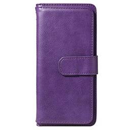 Capa carteira para iPhone Xs Max couro PU Flip Stand [10 cartões] [cor sólida] Capa para telefone coldre - roxo