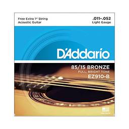 Encordoamento Para Violão Aço .011-.052 Com Corda Extra PL011 D'Addario Bronze 85/15 EZ910-B